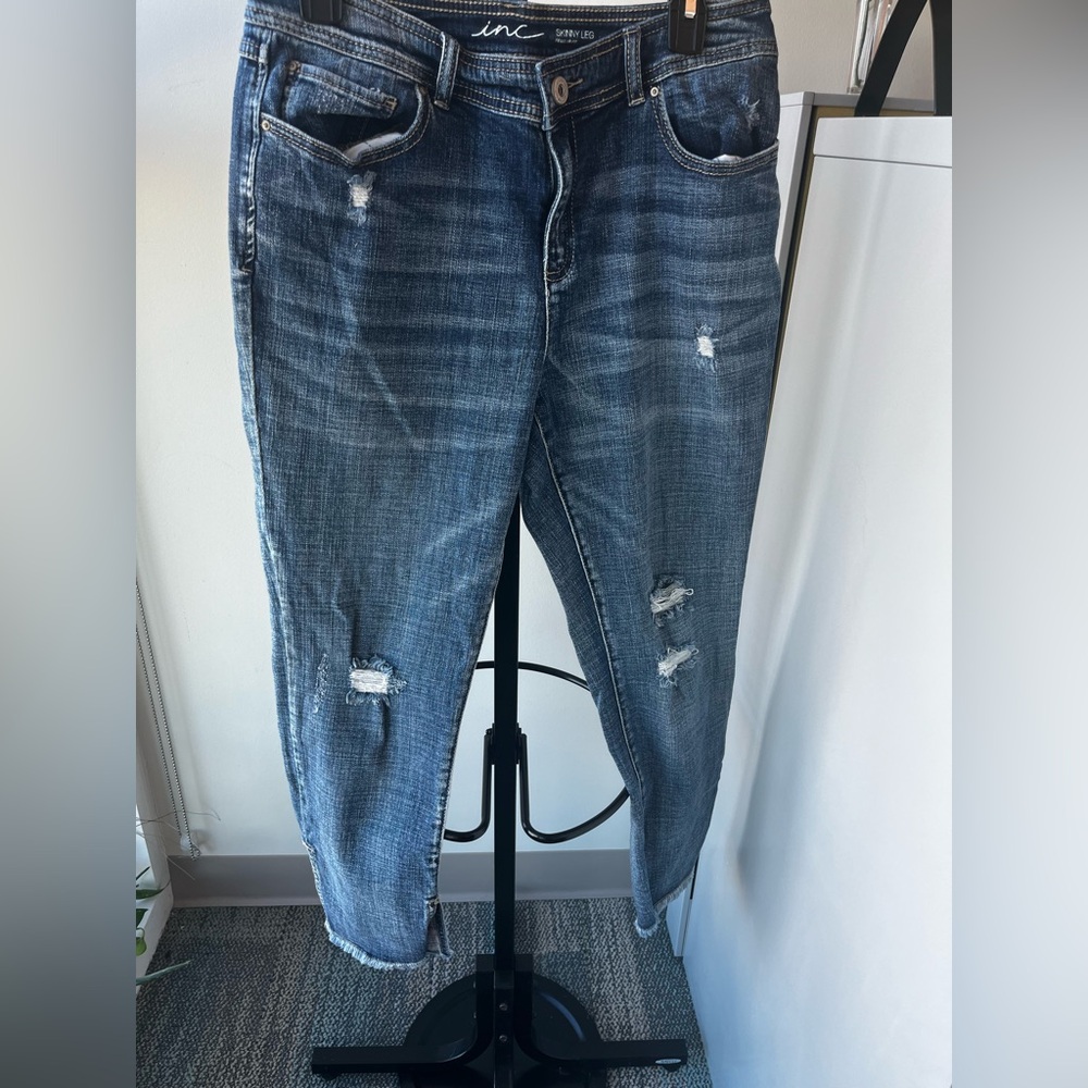 INC International Concepts Skinny  Leg Blue Distressed Jeans
